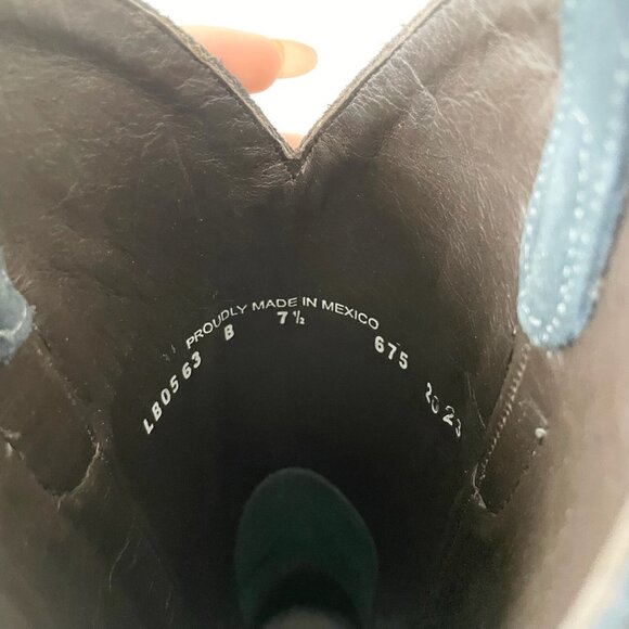 Lane EMMA JANE Womens Cowboy Boots 7.5 Navy Suede Western Cowgirl Mid Calf Tall - Picture 10 of 12